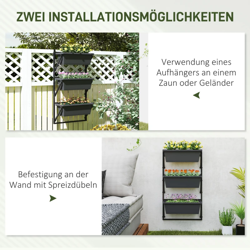 Zestaw 3 doniczek z otworami, 56x42 cm, kwietniki