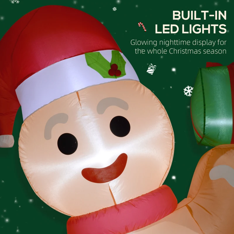 Nadmuchiwany dekoracja świąteczna 2,45m, piernik z LEDami