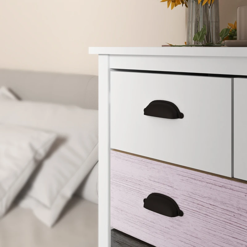 HOMCOM Komoda z 5 szufladami, Biała, zabezpieczenie przed przewróceniem, dla sypialni, salonu, 70 x 38 x 85 cm