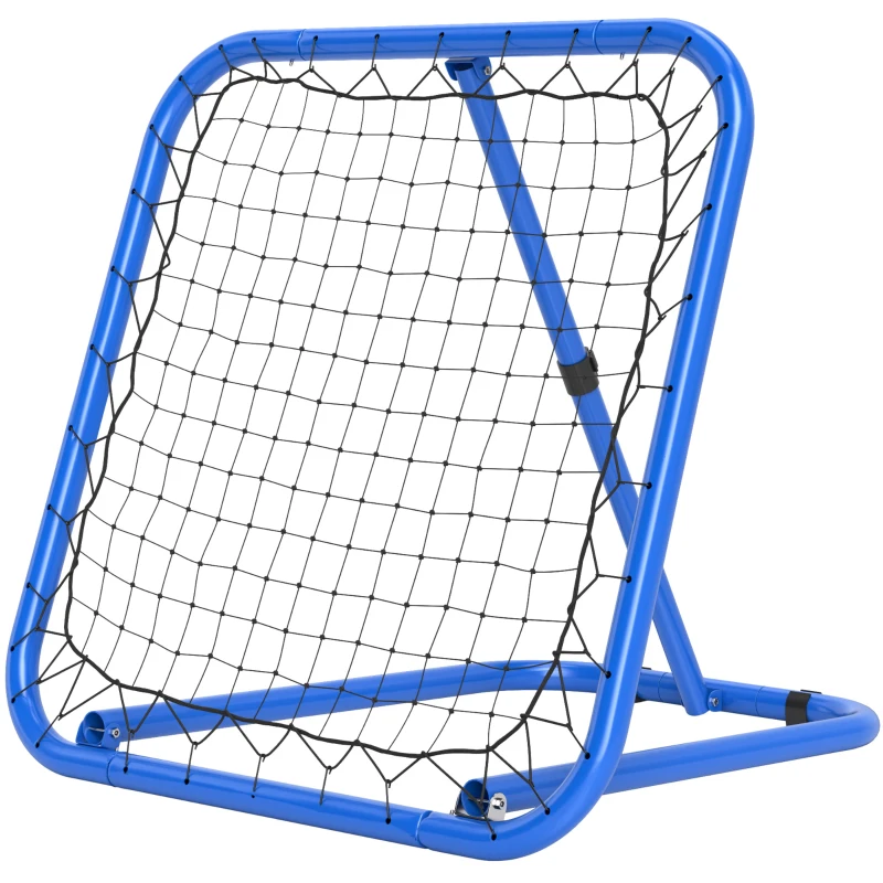 HOMCOM Siatka Rebounder do Piłki Nożnej, Składana, Ściana Odbijająca, Regulowana w 5 Poziomach, Metal, 78 x 84 x 65-78 cm, Niebieski