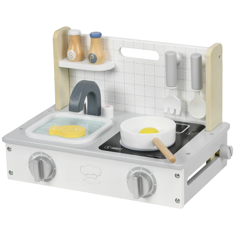 Zestaw akcesoriów do kuchni dla dzieci, 10 elementów, szary