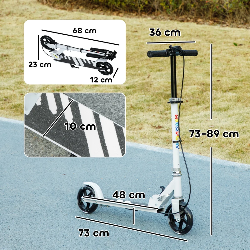 AIYAPLAY Scooter for Kids Ages 3-8, Folding Kick Scooter with Adjustable Handle, 2 Light up Wheels, Handbrake & Rear Brake, Gift for Girls and Boys, White
