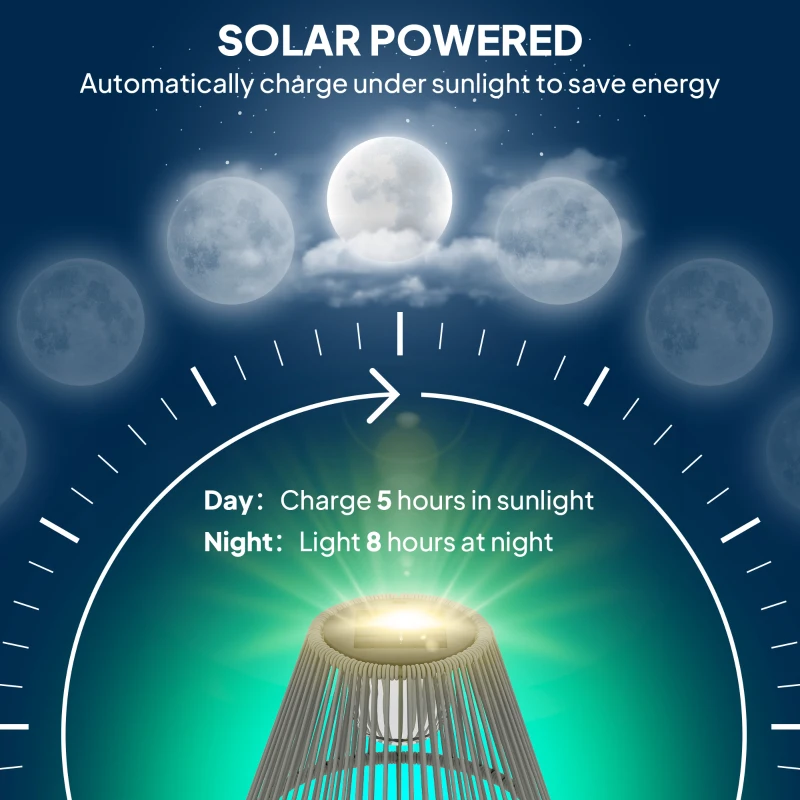 Lampa solarna z rattanu, czujnik światła, 25 LED, IP44