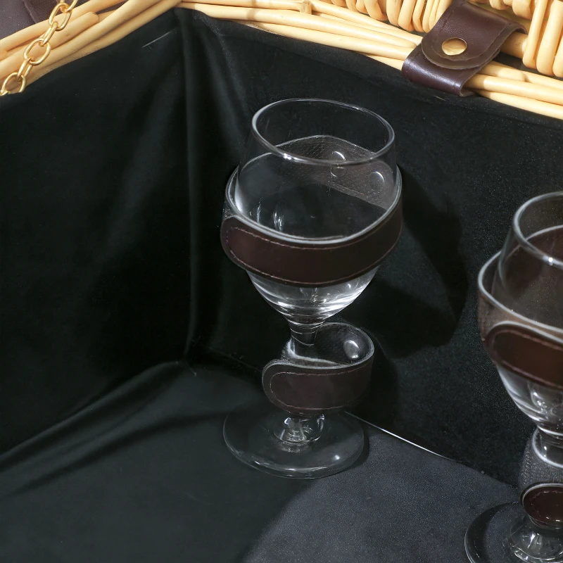 Kosz piknikowy z wikliny dla 4 osób, z chłodziarką