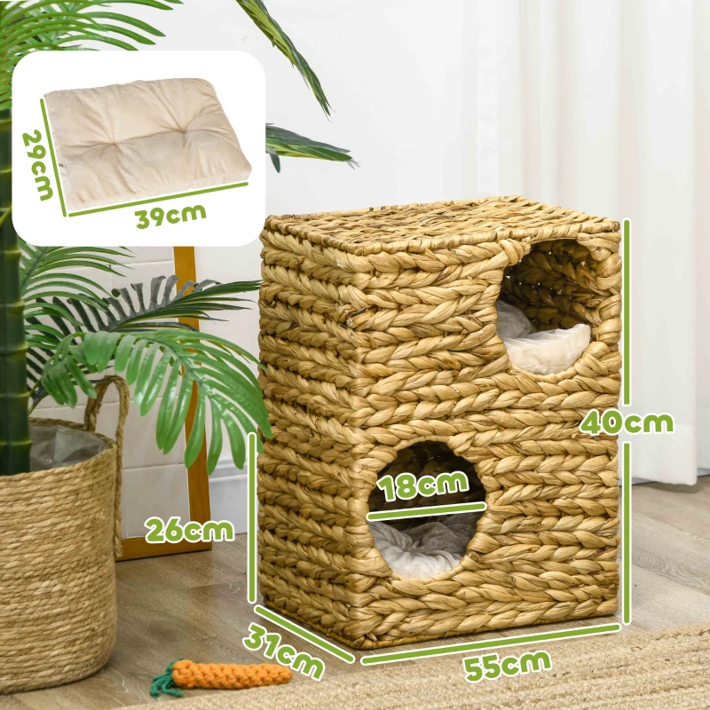 Tuba drapak dla kota 55 cm, 2 kryjówki, poduszka, trawa wodna