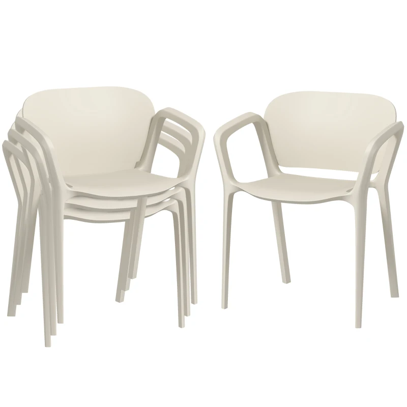 Zestaw 4 krzeseł ogrodowych, plastikowe, odporne na warunki atmosferyczne