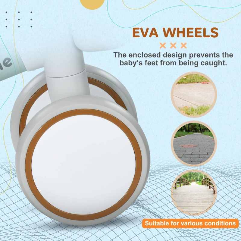 Rower biegowy dla dzieci od 1 roku, TPU, zielono-biały