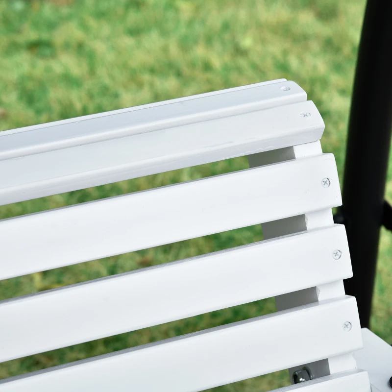Outsunny Balanço Suspenso para Exterior em Madeira de Abeto com Mesinha Dobrável e Porta-copos, Balanço de Jardim para 2-3 Lugares, Balanço para Jardim ou Terraço, Branco