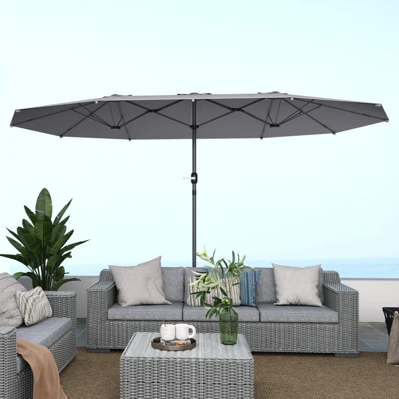 Podwójny parasol ogrodowy 436x260 cm, UV, stal, ciemnoszary