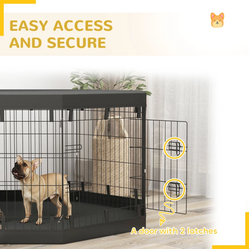 Klatka dla szczeniąt, siatka oddychająca, czarna, 8 paneli