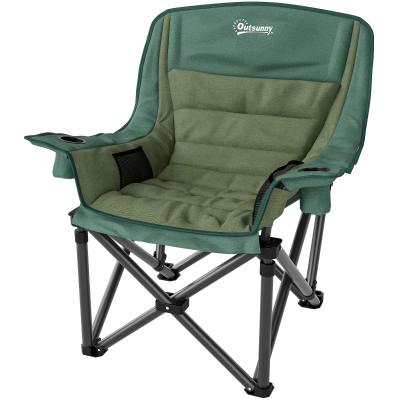 Folding Camping Chair z kieszenią i uchwytem na kubek, Zielony