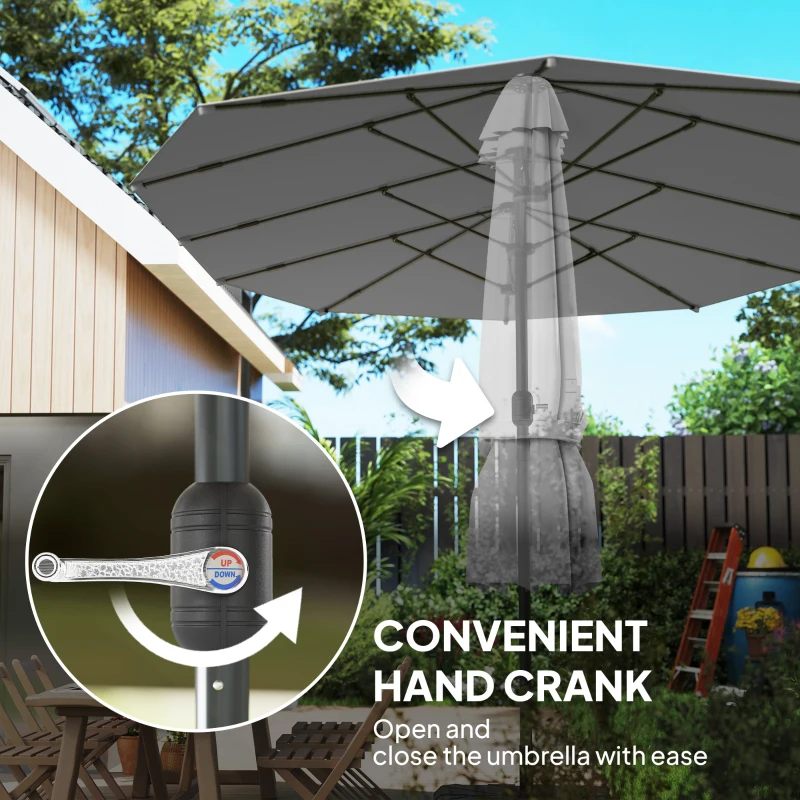Podwójny parasol ogrodowy 436x260 cm, UV, stal, ciemnoszary