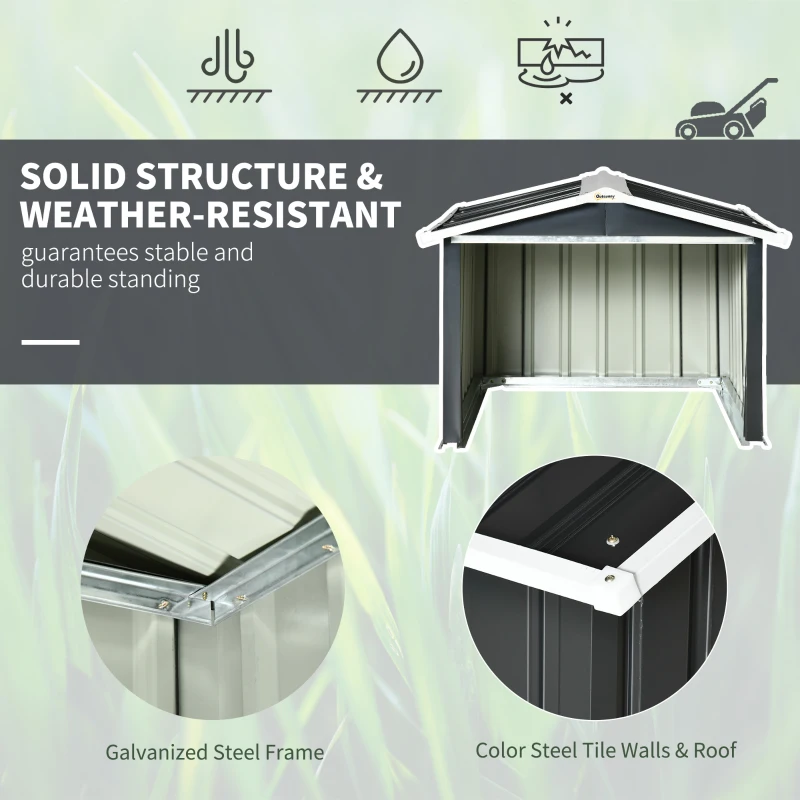 Outsunny Schowek na robota koszącego, garaż, zadaszenie dla robota koszącego, ochrona przed słońcem i deszczem dla robota koszącego, Ocynkowana stal, 86 x 100 x 63cm, Ciemnoszary