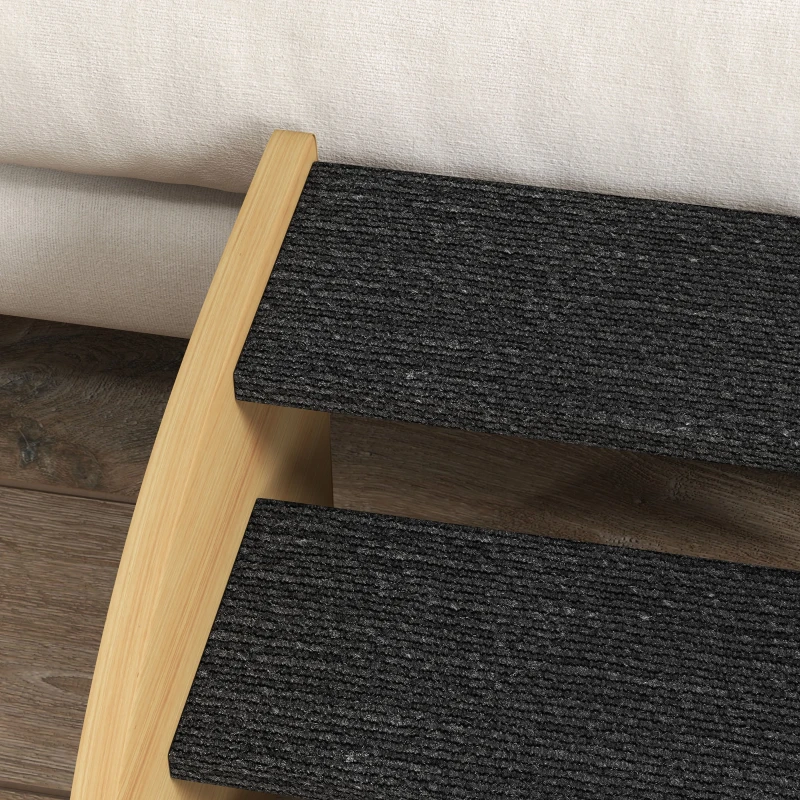 PawHut Schody dla psa 3 stopnie, schody dla zwierząt z bokiem, rampa dla małych psów do 10 kg, schody dla kota do sofy, łóżka, antypoślizgowe, Dąb