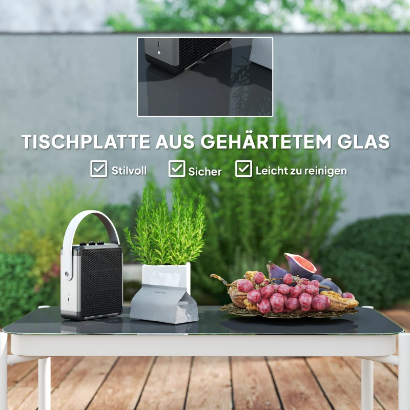 Zestaw mebli ogrodowych z polirattanu, sofa 2-osobowa, stół szklany