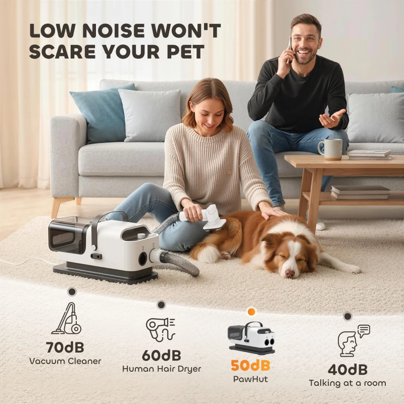 PawHut Uscător pentru câini Blower 5-în-1 600W Uscător pentru animale cu viteză reglabilă a aerului și temperaturi 37,6x17,5x18,5 cm Alb