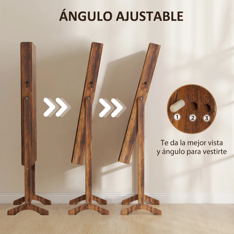 HOMCOM Espejo Joyero con Luces LED Inclinado en 3 Ángulos Cierre Magnético Cerradura con 2 Llaves Marrón Rústico