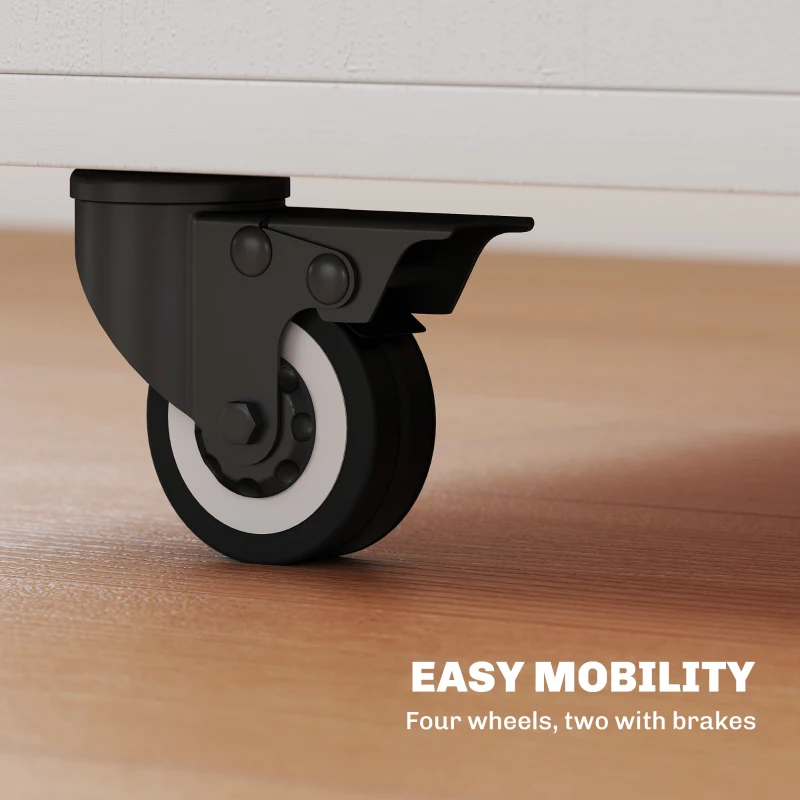 HOMCOM Stół kuchenny z rozkładanymi bocznymi blatami, stołówka z dwiema rozkładanymi częściami, kredens z półką na kółkach na salon kuchnie Płytka wiórowa Jasnoszary + Ciemnobrązowy 70 x 83 x 75 cm