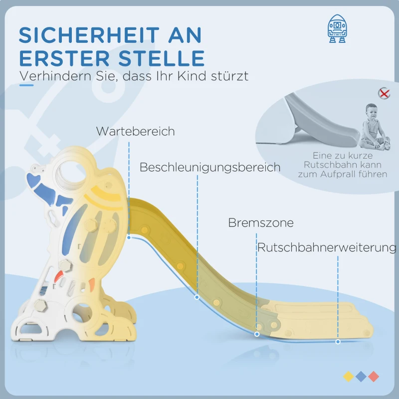 AIYAPLAY Zjeżdżalnia dla dzieci od 1,5 do 3 lat, zjeżdżalnia ogrodowa z designem rakiety, drabinka, zjeżdżalnia, uchwyty, dla wnętrz i na zewnątrz, niebieska