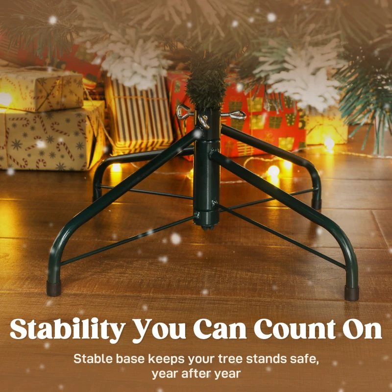 Sztuczna Choinka HOMCOM 180 cm ze Sztucznym Śniegiem, 1000 Końcówek 34 Szyszki z Szeroką Bazą Dekoracje Świąteczne z Metalową Podstawą do Wnętrz