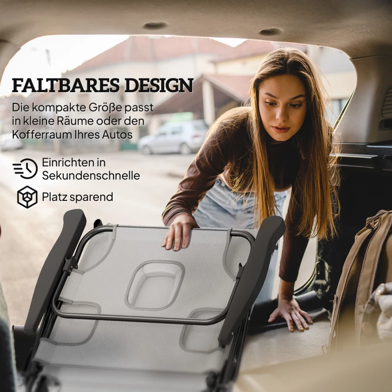 Outsunny Leżak słoneczny, leżanka ogrodowa z poduszką, fotel plażowy z regulowanym oparciem, podłokietnikiem, leżanka relaksacyjna do ogrodu, balkonu, siatka, ciemnoszary