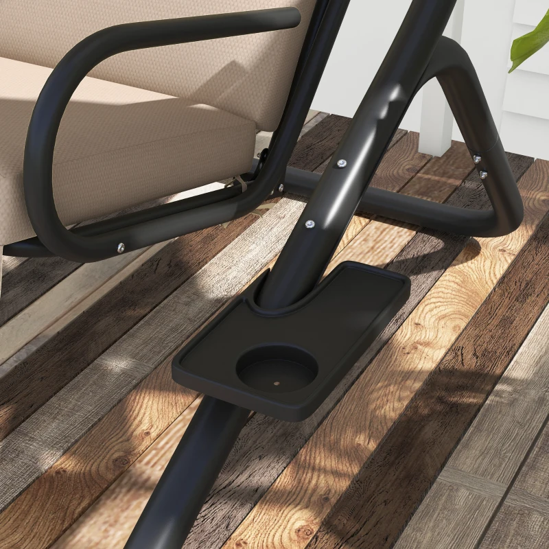 Huśtawka ogrodowa 2-osobowa z uchwytem na kubek, stalowa