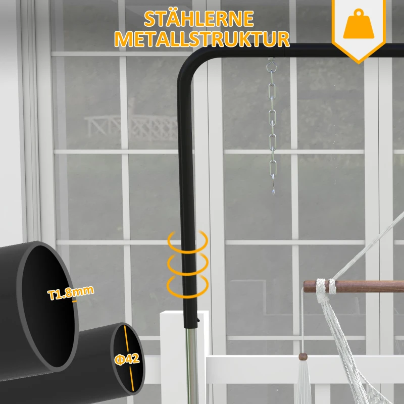 Regulowany stelaż do huśtawki, czarny, z hakiem