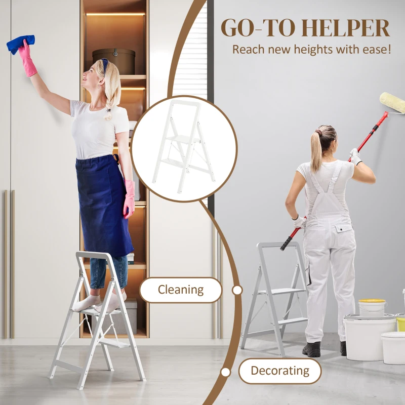 Drabina składana 2-stopniowa, antypoślizgowa, z uchwytem