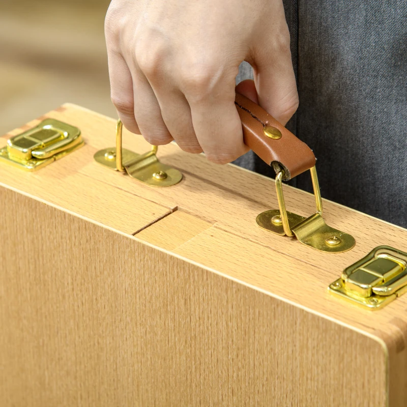 HOMCOM Sztaluga Stołowa z Regulowanym Kątem i Uchwytem, Przestrzeń na Materiały, Składana, Drewniana do Malowania i Rysowania, Naturalny