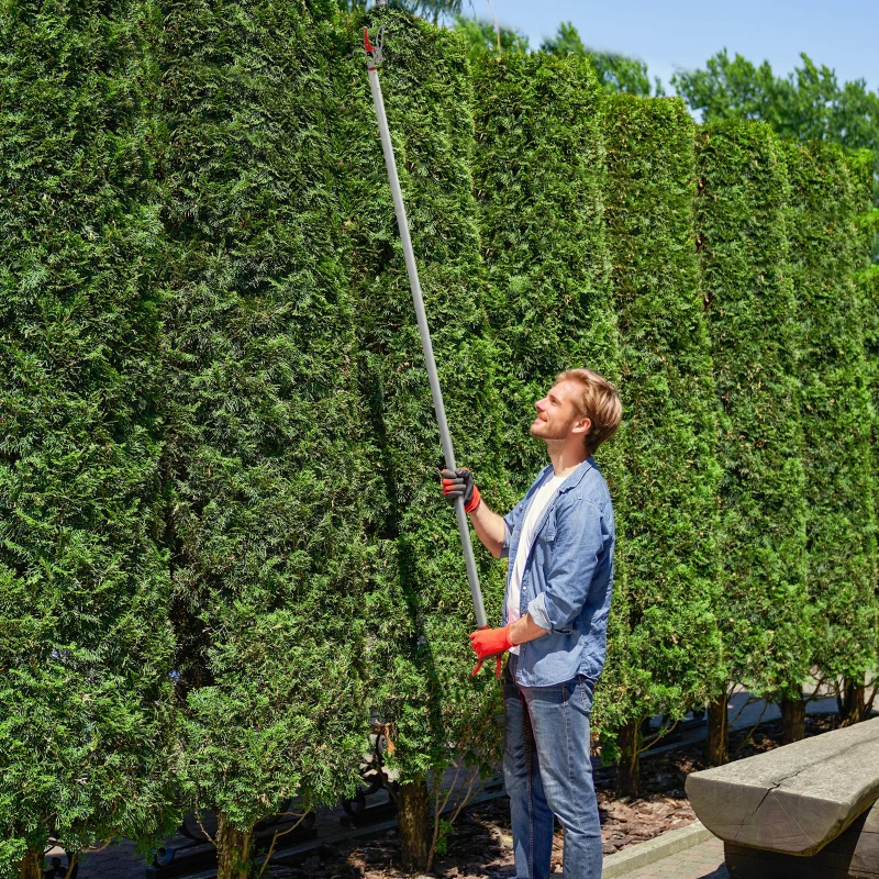 Outsunny Sekator 1,8 m z mechanizmem blokującym do cięcia i podtrzymywania, narzędzie ogrodowe z rączką z aluminium, długi sekator do gałęzi, do cięcia gałęzi i zbierania owoców