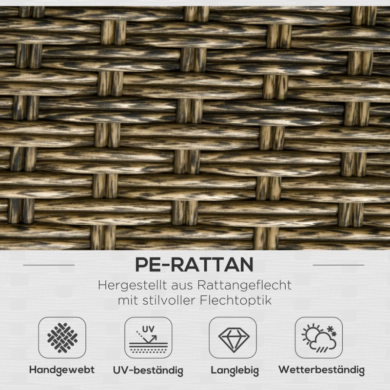 Outsunny zestaw mebli ogrodowych 5-częściowy Zestaw sofy rattanowej z poduszkami, zestaw do siedzenia z 2 fotelami, 2 stoliki kawowe, 1 sofa dwuosobowa, dla 4 osób, aluminium, brązowy