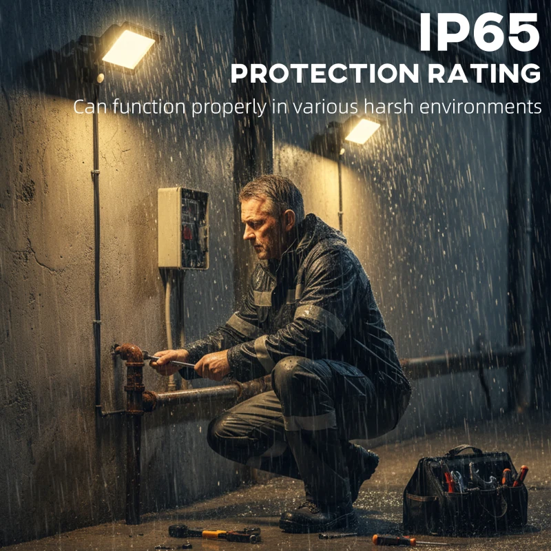 Zestaw 2 sztuk lamp roboczych HOMCOM 50W 5500LM 6000K IP65 Obrotowa, regulowana z 3 trybami światła, przenośna dla garażu, warsztatu, budowy