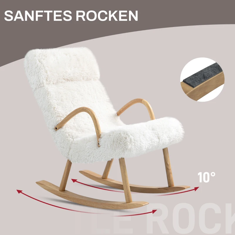 Fotel bujany z podłokietnikami, wełniana tapicerka, sypialnia