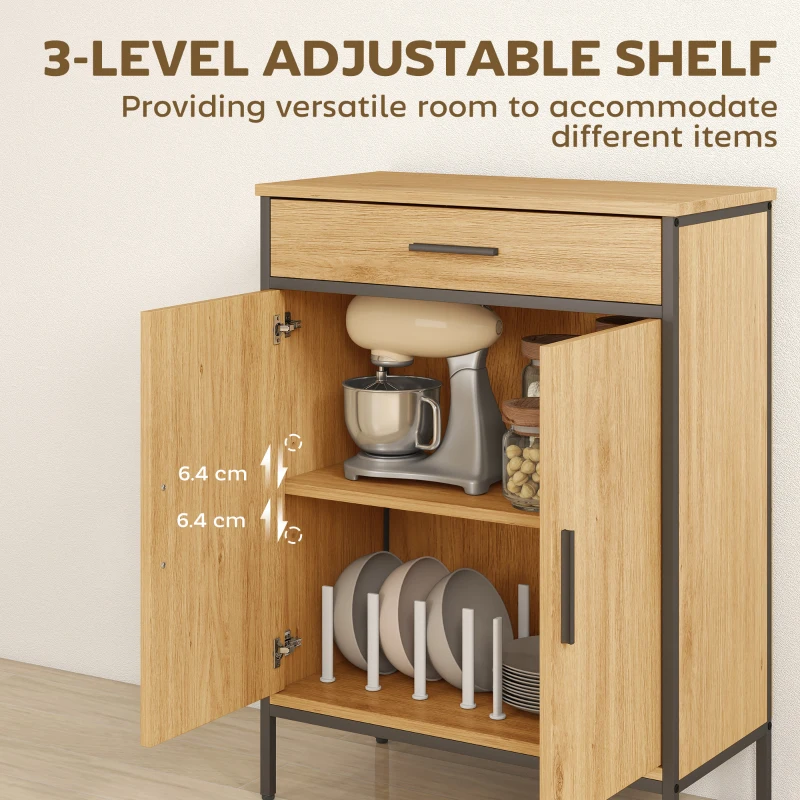 Szafka łazienkowa HOMCOM z szufladą, drzwiami Soft-Close, szafka pomocnicza z regulowaną półką, industrialna szafka do przechowywania do salonu dąb 60 x 30 x 80 cm