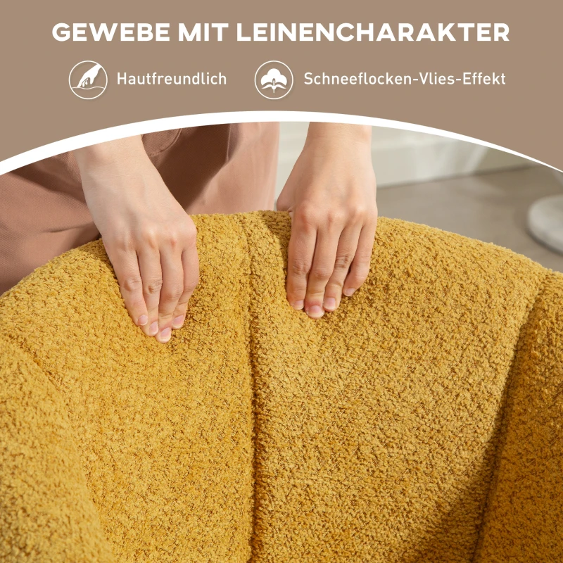 HOMCOM Fotel z podłokietnikami, obrotowy, w wyglądzie lnu, do jadalni, z metalowymi nogami, do salonu, kuchni, sypialni, ciemnoszary