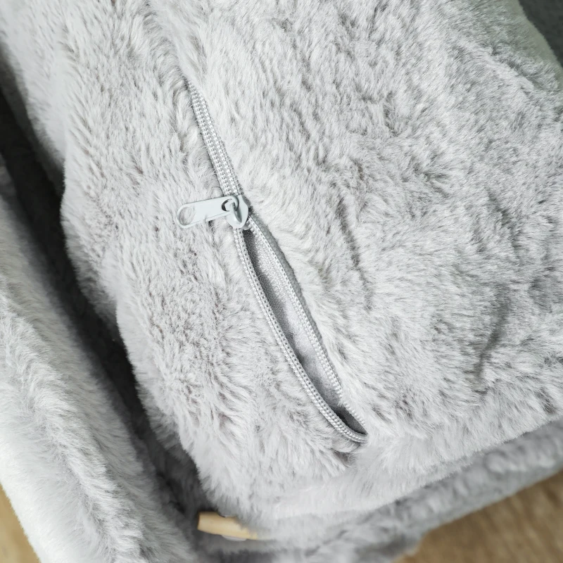 PawHut Dog Cat Couch, Elevated Pet Sofa with Foam Cushion, Soft Pillow, Removable & Washable Covers, Non-slip Foot Pads, Dog Sofa Bed for Medium Dogs, Light Grey