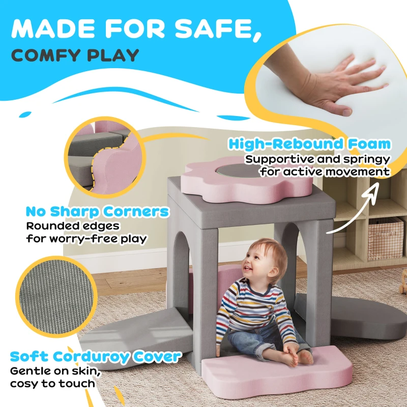 AIYAPLAY Klocki piankowe dla dzieci 12 sztuk, zestaw z mini-piłeczkowym, duże klocki wspinaczkowe, szary kord