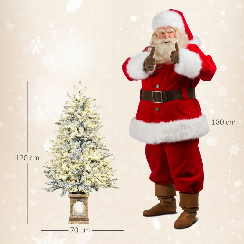 Sztuczna choinka HOMCOM 120cm z śniegiem, oświetlenie LED, 8 trybów, zielona i biała