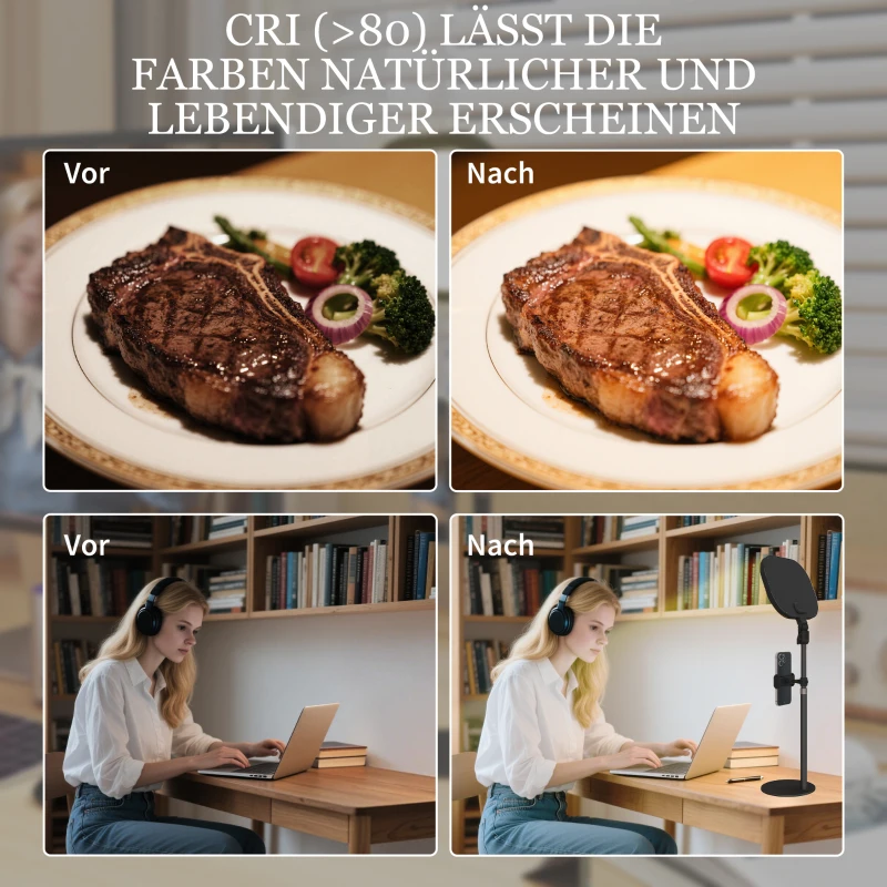 HOMCOM LED Desk Lamp, Dimmable Table Lamp with Phone Holder, 5 Colour Modes & 10 Brightness Levels, Memory Function, Adjustable Desk Light for Home Office, Bedroom, Study, Black