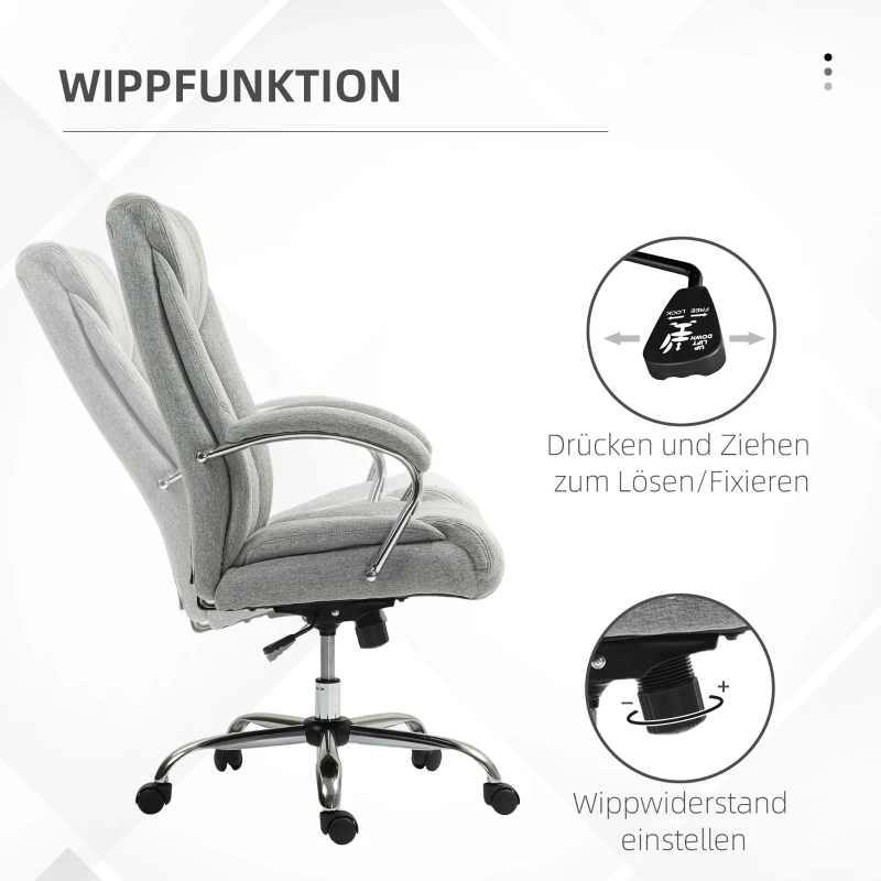 Fotel biurowy Vinsetto z funkcją bujania, ergonomiczny, z podłokietnikami