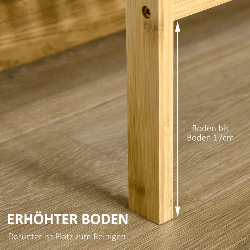 HOMCOM Półka Łazienkowa z 3 Poziomami, Bambusowa Półka, Półka Kuchenna, do Łazienki, Kuchni, Salonu, Korytarza, Naturalna, 62 x 33 x 80 cm