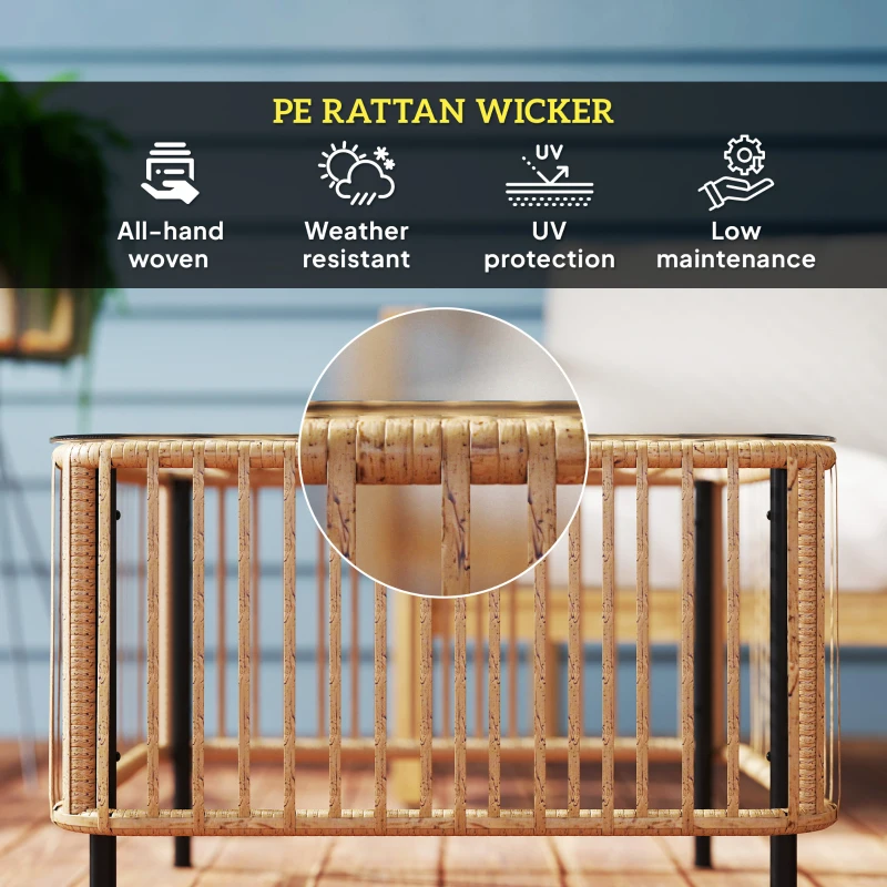 Stół ogrodowy z polirattanu, 65x65x43 cm, odporny na warunki atmosferyczne