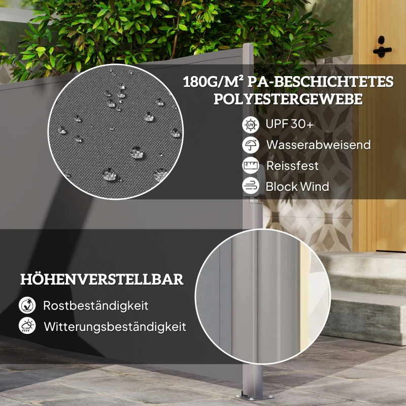 Markiza boczna, rozkładana, osłona prywatności, z uchwytami