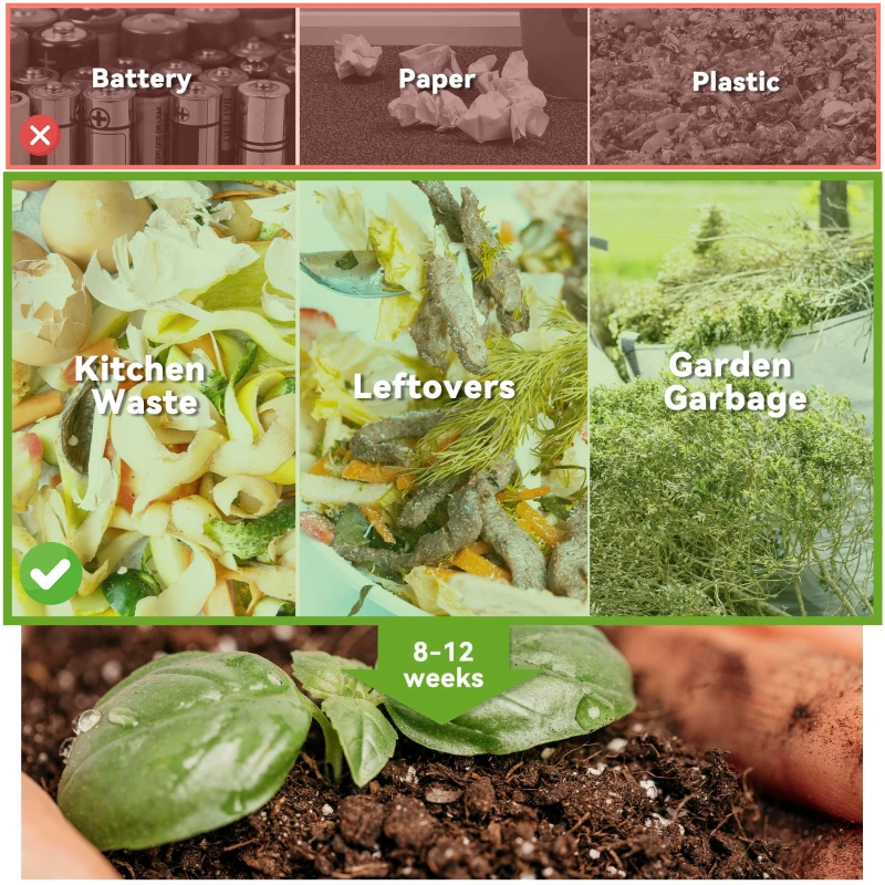 Outsunny Trommel-Komposter, 160L pojemnik na kompost z 2 komorami, obracalny szybki komposter, do odpadów organicznych i ogrodowych, Szary