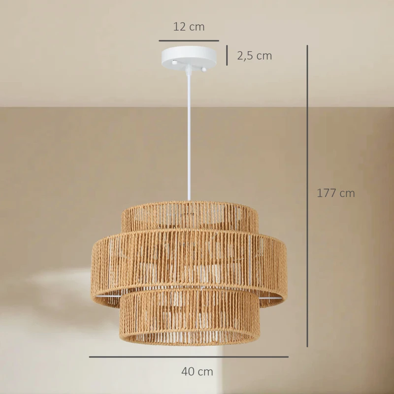 Lampa wisząca E27, styl Boho, jasnobrązowa, do kuchni
