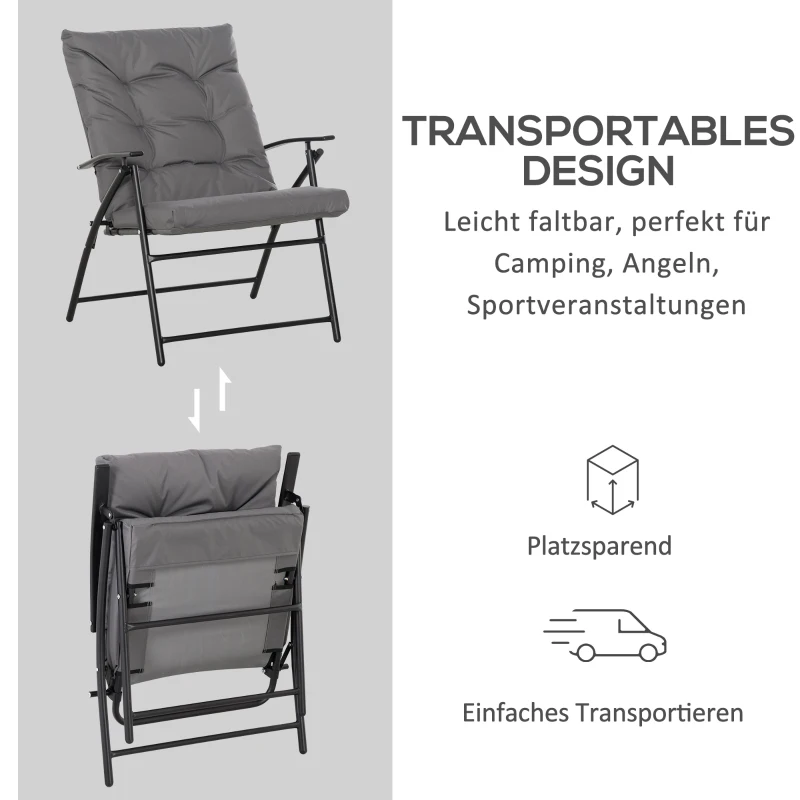 Fotel campingowy składany, metalowa rama, szary, na plażę