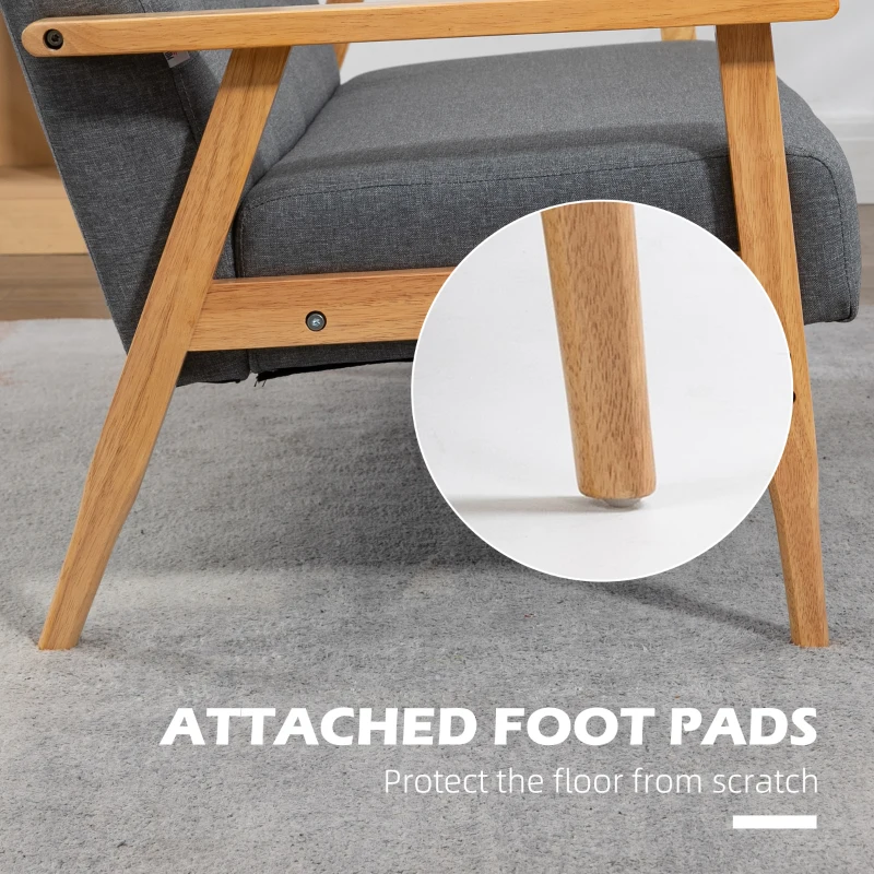 HOMCOM 2-osobowa sofa dwuosobowa sofa z tkaniny sofa dla dwóch osób tapicerka loveseat kompaktowy deisgn len drewno kauczukowe szary 115 x 66,5 x 73 cm