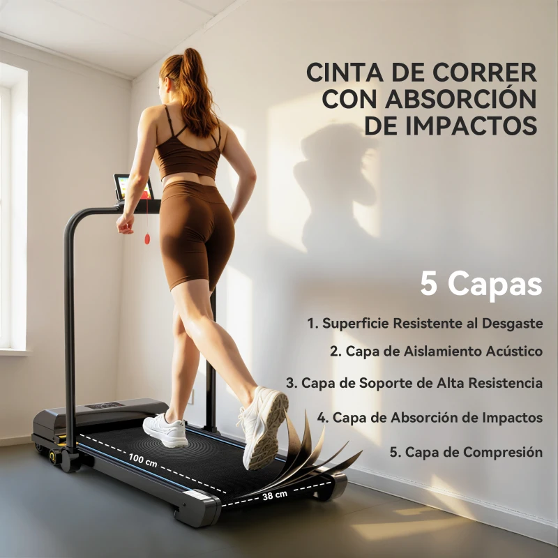 HOMCOM Cinta de Correr Cinta de Andar Plegable 2,5 HP con Pantalla LED Velocidad Ajustable Max. 10 km/h Control Remoto Negro