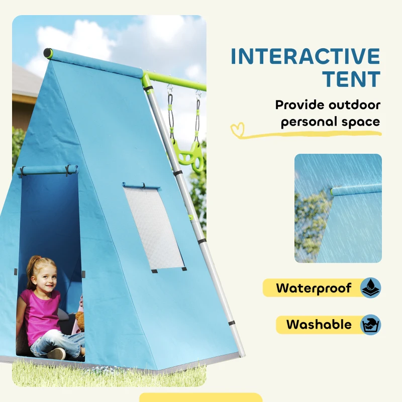 Huśtawka 3w1 z namiotem i pierścieniami do ćwiczeń