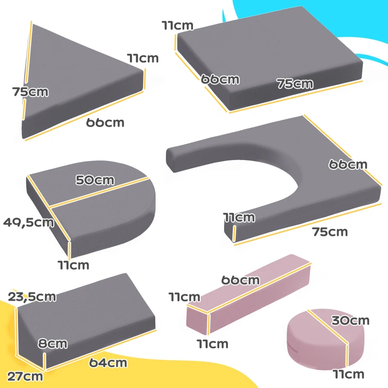 Modułowa sofa dziecięca, 12 elementów, pianka, kolorowa